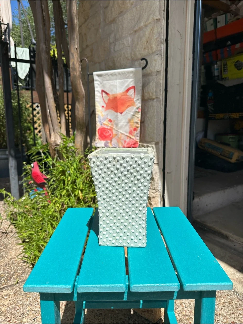Decorative Mint Green Textured Ceramic Vase - Unbranded